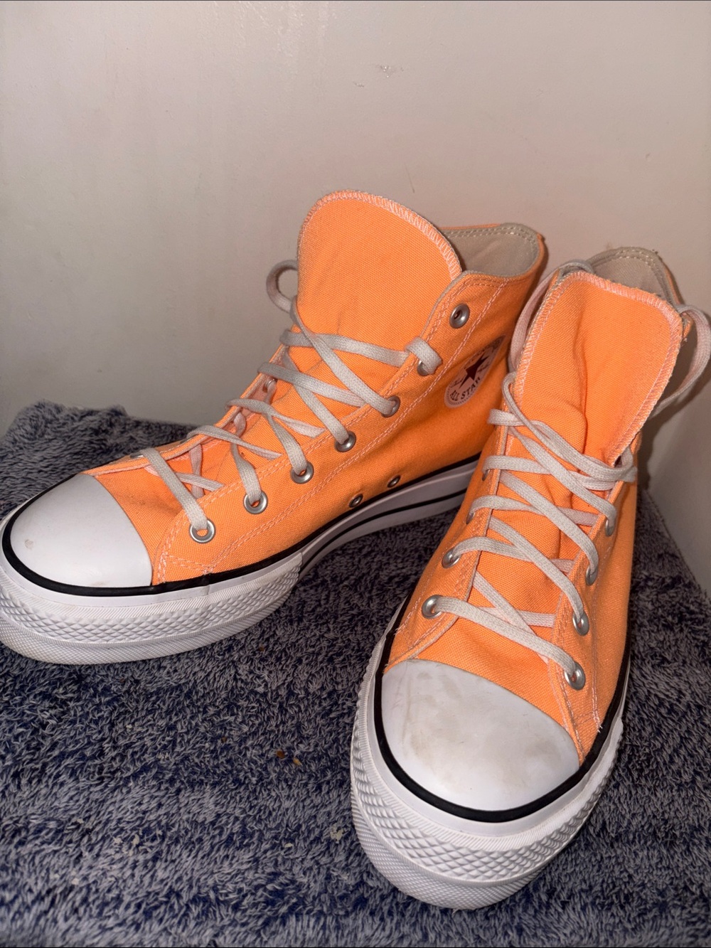 Orange High-Top Canvas Sneakers